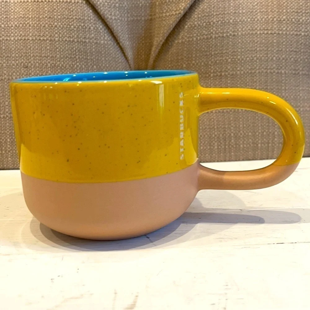 Starbucks Blue Yellow Terracotta Long Handle Mug